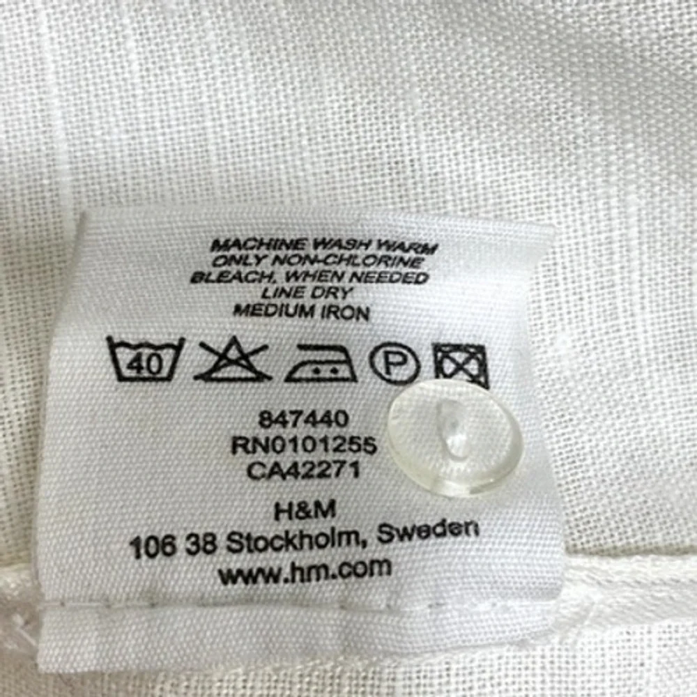 H&M Dress Kids 10 White Linen Blend Slip Mini Sundress Spaghetti Strap Neutral‎